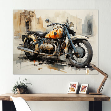 Vintage Motorcycle Memory - Motorcycle Canvas Wall Art